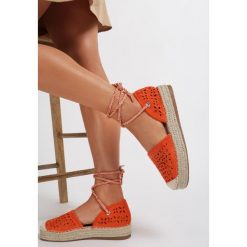 Pomarańczowe Espadryle Thonireino. Pomarańczowe espadryle damskie Renee, bez wzorów, bez obcasa. Za 99,99 zł.