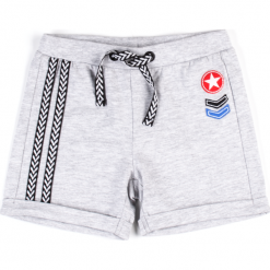 Spodnie. Szare spodnie chłopięce marki BIP BIP, z aplikacjami, z elastanu. Za 24,90 zł.