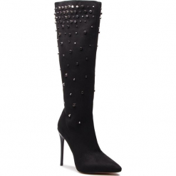 Kozaki KAZAR - Inga 34037-TS-00 Black. Czarne buty zimowe damskie Kazar, z materiału, na wysokim obcasie. Za 749,00 zł.