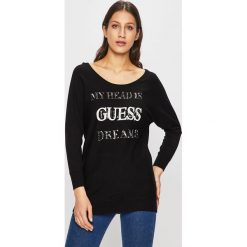 Guess Jeans - Sweter. Niebieskie swetry damskie Guess Jeans, s, z aplikacjami, z elastanu, bez rękawów, bez kaptura. W wyprzedaży za 179,90 zł.