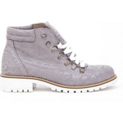 Botki - skóra naturalna - model 476 - kolor szary cętki. Szare botki damskie Zapato, na zimę, z jeansu, eleganckie, za kostkę, bez obcasa, na obcasie, na sznurówki. Za 399,00 zł.