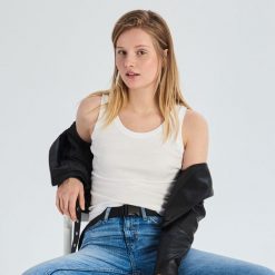 Bawełniany tank top - Biały. Białe topy damskie Sinsay, xl, z bawełny. Za 7,99 zł.
