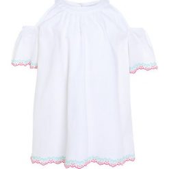 Abercrombie & Fitch HIGH NECK COLD SHOULDER Bluzka white. Białe bluzki dziewczęce marki Abercrombie & Fitch, z bawełny. Za 139,00 zł.