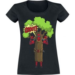 Deadpool I Am Groot Koszulka damska czarny. Czarne koszulki damskie marki Deadpool, l, z nadrukiem, z okrągłym kołnierzem. Za 74,90 zł.