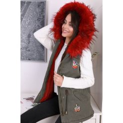 Kamizelka damska PELINA RED. Brązowe kamizelki damskie IVET, bez wzorów, z puchu. W wyprzedaży za 19,00 zł.