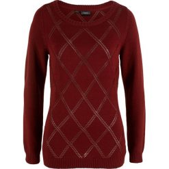 Sweter w ażurowy wzór bonprix czerwony kasztanowy. Czerwone bez kategorii bonprix. Za 37,99 zł.