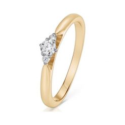 Piękny Złoty Pierścionek - złoto 585, Brylant 0,15ct. Żółte pierścionki damskie W.KRUK, z brylantem, złote. Za 2590,00 zł.