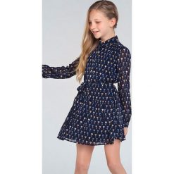 Mayoral - Sukienka dziecięca 128-167 cm. Niebieskie sukienki dziewczęce Mayoral, bez wzorów, z bawełny, z długim rękawem, długie, mini, rozkloszowane. Za 167,90 zł.
