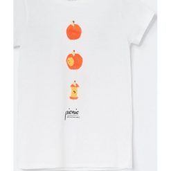 Bawełniany t-shirt z nadrukiem -. T-shirty damskie Reserved, z nadrukiem, z bawełny, bez kołnierzyka. W wyprzedaży za 9,99 zł.