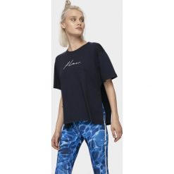 T-shirt damski TSD203 - ciemny granat. Szare t-shirty damskie 4f, bez wzorów, bez kołnierzyka. Za 49,99 zł.