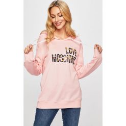 Love Moschino - Bluza. Czerwone bluzy damskie Love Moschino, m, z nadrukiem, z elastanu, bez rękawów, z kapturem. W wyprzedaży za 499,90 zł.