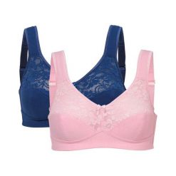 Cellbes Biustonosz Anna 2 Pack jasnoróżowy granatowy female różowy/niebieski 110C. Różowe biustonosze Cellbes, bez wzorów, z tkaniny. Za 159,00 zł.