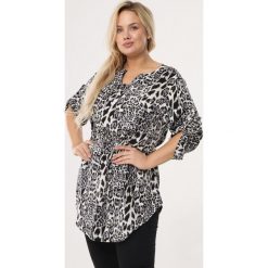 Szara Tunika Transact. Szare tuniki damskie Born2be, xl, w paski, bez kołnierzyka, z długim rękawem. Za 39,99 zł.