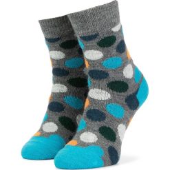 Skarpety Wysokie Damskie HAPPY SOCKS - WBDB22-9700 Kolorowy Szary. Szare skarpetki damskie Happy Socks, bez wzorów, z elastanu. Za 59,90 zł.