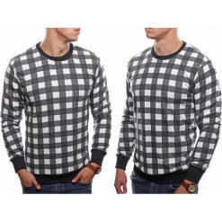 Bluza męska kratka slim czarna Recea. Czarne bluzy męskie Recea, xl, w kratkę, z bawełny, z kapturem, bez rękawów, bez kaptura. Za 79,99 zł.