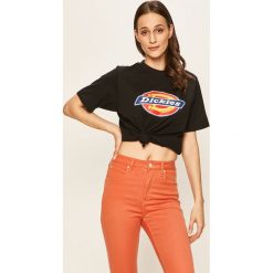Dickies - T-shirt. Czarne bluzki damskie Dickies, s, z nadrukiem, z bawełny, casualowe, z okrągłym kołnierzem, z krótkim rękawem. W wyprzedaży za 89,90 zł.