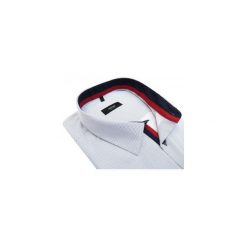 Biała koszula męska w delikatne granatowe prążki 153 NEW. Białe koszule męskie Mmer - Koszule męskie, m, bez wzorów, z bawełny, klasyczne, z klasycznym kołnierzykiem, z długim rękawem. Za 116,10 zł.