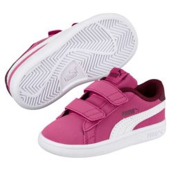 Puma Tenisówki Chłopięce Smash v2 Buck V Inf Magenta Haze - White-Fig 26. Różowe buty chłopięce sportowe Puma, z paskami. Za 149,00 zł.