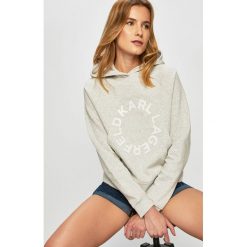 Karl Lagerfeld - Bluza. Czarne bluzy damskie KARL LAGERFELD, s, z nadrukiem, z bawełny, bez rękawów, z kapturem. W wyprzedaży za 499,90 zł.