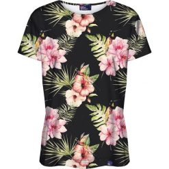 Bluzki z falbaną: Colour Pleasure Koszulka damska CP-030 159 czarno-różowa r. XL/XXL