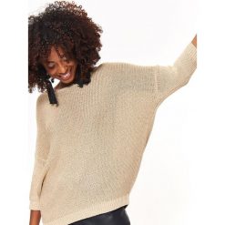 Luźny sweter z zamkiem. Brązowe swetry damskie z dzianiny, eleganckie. Za 119,99 zł.