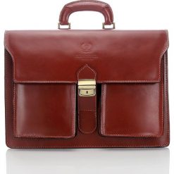 Skórzana teczka męska paolo peruzzi cedro brązowa. Pomarańczowe aktówki męskie w paski, ze skóry, eleganckie. Za 399,00 zł.