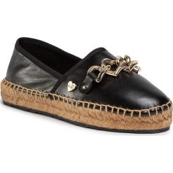 Espadryle LOVE MOSCHINO - JA10292G0AJA0000 Nero. Czarne espadryle damskie Love Moschino, bez wzorów, ze skóry, bez obcasa, na płaskiej podeszwie. W wyprzedaży za 679,00 zł.