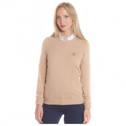 Polo Club C.H..A Sweter Damski M Beżowy. Brązowe swetry klasyczne damskie Polo Club C.H..A, m, z okrągłym kołnierzem. W wyprzedaży za 229,00 zł.
