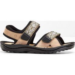 Sandały trekkingowe ze skóry bonprix beżowy. Brązowe buty trekkingowe damskie bonprix. Za 84,99 zł.