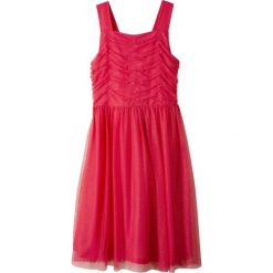 Sukienka z połyskiem i perełkami bonprix różowy hibiskus. Różowe sukienki dziewczęce bonprix, bez wzorów, bez rękawów. Za 99,99 zł.