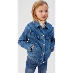 Mango Kids - Kurtka dziecięca Norma 110-164 cm. Niebieskie kurtki dziewczęce Mango Kids, bez wzorów, z bawełny, krótkie, bez kaptura. Za 129,90 zł.