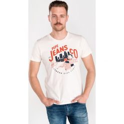 Pepe Jeans Bruno Koszulka Biały. Białe t-shirty męskie Pepe Jeans, xxl, z haftami, z bawełny, bez kołnierzyka, krótkie. Za 128,95 zł.