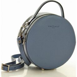 Torebka skórzana round bag MARCO MAZZINI niebieski denim. Niebieskie kuferki damskie marki MAZZINI, w paski, ze skóry. Za 219,00 zł.