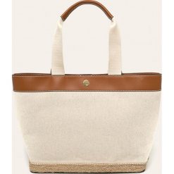 Lauren Ralph Lauren - Torebka. Białe torby damskie na zakupy Lauren Ralph Lauren, w paski, z bawełny, na ramię, duże, z aplikacjami. W wyprzedaży za 679,90 zł.