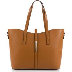 Torebki klasyczne damskie: Skórzana torebka w kolorze jasnobrązowym – 40 x 27 x 14 cm