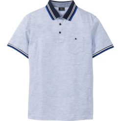 Shirt polo z kieszonką na wys. piersi bonprix jasnoniebieski melanż. Niebieskie koszulki męskie bonprix, xl, bez wzorów, polo, bez rękawów. Za 44,99 zł.