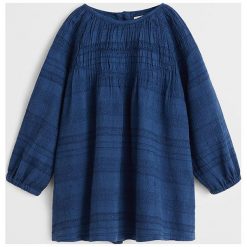 Mango Kids - Sukienka dziecięca Elis 80-104 cm. Niebieskie sukienki dziewczęce Mango Kids, bez wzorów, z bawełny, casualowe, z długim rękawem, długie, maxi, proste. Za 99,90 zł.