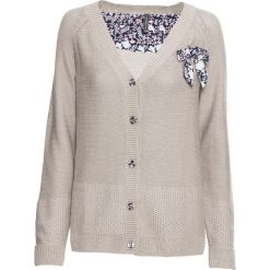 Sweter rozpinany bonprix beżowy. Brązowe swetry damskie marki bonprix, bez wzorów, bez rękawów, bez kaptura. Za 119,99 zł.