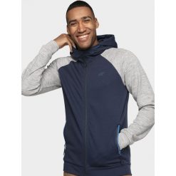 Bluza męska BLM006 - ciemny granat. Pomarańczowe bluzy męskie m, z dzianiny, klasyczne, z kapturem. W wyprzedaży za 129,99 zł.