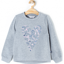 Bluza. Szare bluzy dziewczęce rozpinane BASIC GIRL, z aplikacjami, z bawełny, z długim rękawem, długie. Za 39,90 zł.