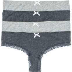 Figi brazylijskie (4 pary) bonprix szary melanż. Szare figi damskie marki bonprix, w koronkowe wzory, z koronki. Za 39,96 zł.
