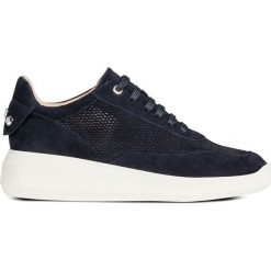 Geox - Buty. Niebieskie buty sportowe damskie Geox, bez wzorów, ze skóry, sportowe. W wyprzedaży za 319,90 zł.