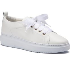 Sneakersy MANEBI - Bold Snk W M 5.1 SU Off White Leather. Białe półbuty damskie Manebi, na co dzień, bez wzorów, ze skóry, bez obcasa, na koturnie, bez zapięcia. W wyprzedaży za 539,00 zł.