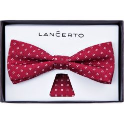 Mucha Czerwona. Czerwone muszki męskie LANCERTO, bez wzorów, z dzianiny, eleganckie. W wyprzedaży za 39,90 zł.