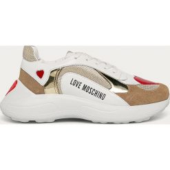 Love Moschino - Buty skórzane. Białe buty sportowe damskie Love Moschino, bez wzorów, ze skóry, sportowe. Za 929,90 zł.