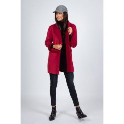 Płaszcz przejściowy w kolorze bordowym. Czerwone kurtki damskie Snowie Collection, l, bez wzorów, z futra, długie, bez kaptura. W wyprzedaży za 159,95 zł.