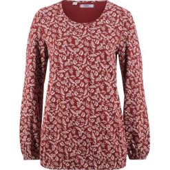 Shirt bawełniany, długi rękaw bonprix czerwony klonowy z nadrukiem. Czerwone koszulki damskie marki bonprix, z nadrukiem, z bawełny, bez kołnierzyka, z długim rękawem. Za 44,99 zł.
