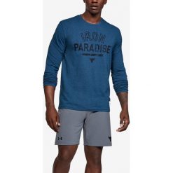Under Armour Project Rock Iron Paradise Koszulka Niebieski. Niebieskie podkoszulki męskie Under Armour, l, z nadrukiem, z bawełny, rockowe, bez kołnierzyka, z długim rękawem, długie. Za 188,95 zł.