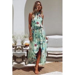 Sukienka KARYNA MINT. Zielone sukienki damskie Sukienka KARYNA MINT, s, bez wzorów, bez kołnierzyka, bez rękawów. W wyprzedaży za 89,00 zł.