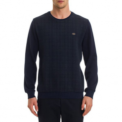 Sweter w kolorze ciemnoniebieskim. Niebieskie swetry klasyczne męskie GALVANNI, l, z okrągłym kołnierzem. W wyprzedaży za 139,95 zł.